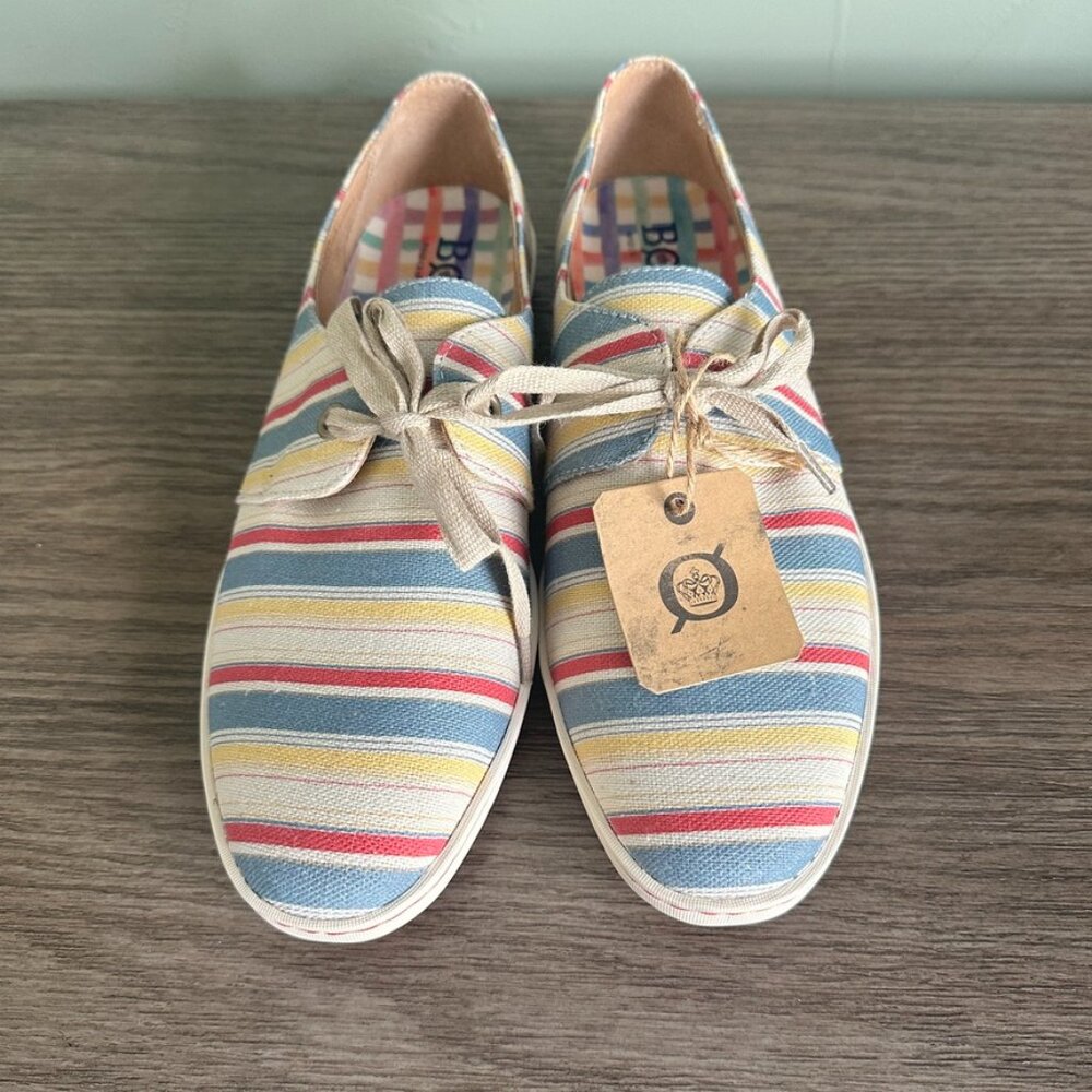 Born Sneakers Datil Striped Canvas Lace Up Women's Size 10 NWT